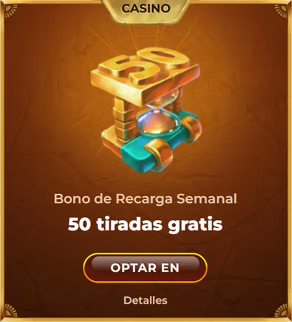 Bono semanal con 50 tiradas gratis en el casino AmunRa