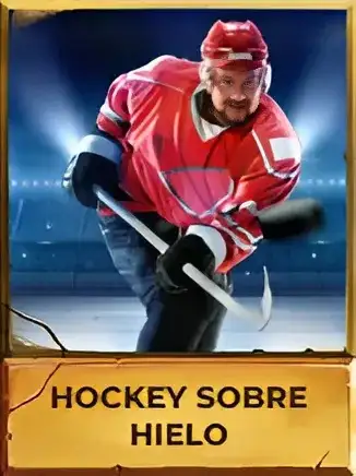 Jugador de hockey avanzando en pista de hielo